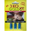 3 KO card reverse: Supplement Facts panel, directions, barcode and Made in U.S.A. line on yellow