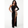 Women Fashion O-Neck Floor Length One Sleeve Maxi Long Dress 9317 Lingerie