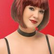 CH-100X wide black leather choker worn at the neck, plain band with no hardware, front view