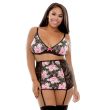 Rosette Bralette Garter Skirt Panty Curve P277