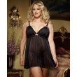 Dreamgirl 6218X Pleated Chiffon Babydoll and Thong