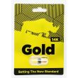 Gold 14K front card: yellow and black blister card with rhino graphic and one gold capsule