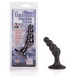 Black silicone graduated prostate probe on its sealed Cal Exotic blister card, beaded probe standing beside it