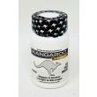 Kangaroo X-Intense white supplement bottle, front label with grey kangaroo graphic and black patterned cap