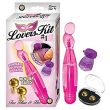 Lovers Kit #1 Pink box with bendable light-up vibrator, purple ring with bullet and two gold-tone nen-wa balls in a case