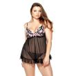 Pushup Floral Print Babydoll Matching G-string Curve P119