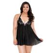 Pleated Halter Lace Cup Chemise Matching G-String Curve P169