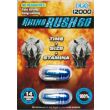 Rhino Rush 60 Duo 12000 front card with two blue capsules sealed in a clear blister