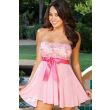 Shirley Hollywood Tie Front Stretch Lace & Mesh Babydoll 96273 O/S