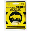Gold Rhino 100K Special Edition card front, yellow and black with rhino emblem and one gold capsule