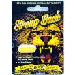 Strong Back front card with roaring lion artwork and one yellow capsule visible in its blister window