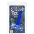Silicone Tee Probe in blue on its clear California Exotic Novelties blister card, front view