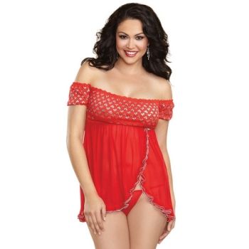 Dreamgirl 10060X Queen French Kiss Babydoll Red