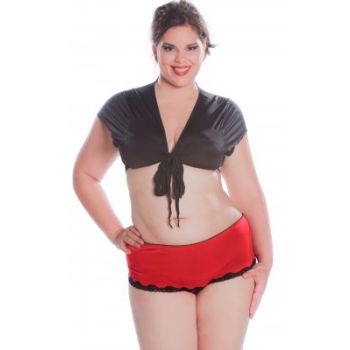 Vx Intimates 8094 Microfiber Lace Up Boy Short WIth Lace Trim Lingerie