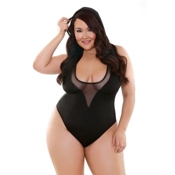 Olivia Mesh Micro Hooded Playsuit Curve P274