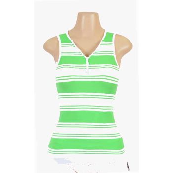 Women Seamless Striped Top With Zipper WK Apparel Lingerie