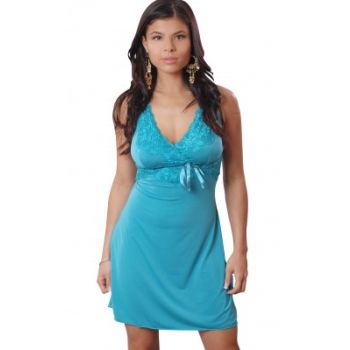 Microfiber Chemise With Stretch Lace Ribbon Bow Vx Intimate Lingerie 4054