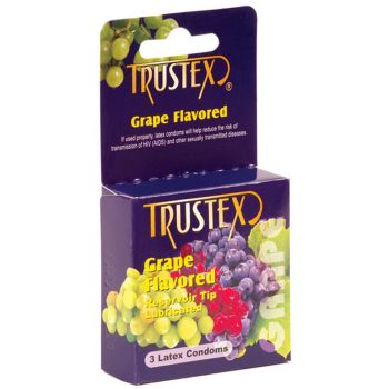 Grape Flavored 3 Lubricated Latex Condoms Trustex