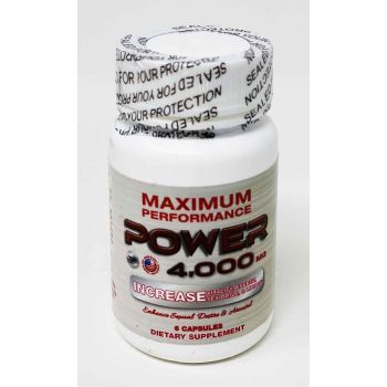 Power 4000 Dietary Man Sexual Supplement 6 Pills Bottle front