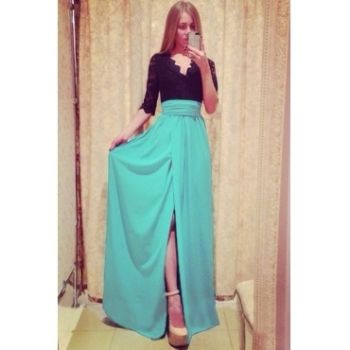 Sexy Women V Neck Lace Bodycon Long Maxi Party Evening Cocktail Bandge Dress ML