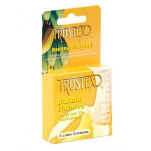 Banana Flavored 3 Lubricated Latex Condoms Trustex