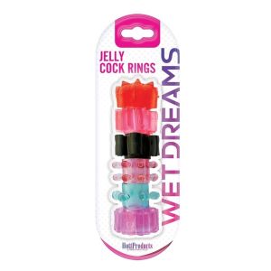 Pleasure Stars Wet Dreams Jelly Cock Rings 6 Pack