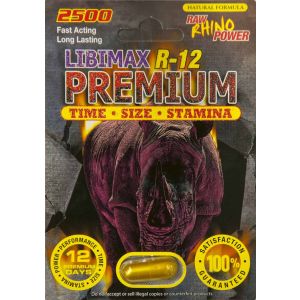 Libimax R-12 Premium 2500 Raw Rhino Power Male Sexual Enhancement Pill