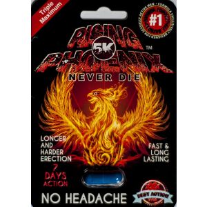 Rising Phoenix 5K Triple Maximum card front with one blue capsule sealed in the blister window