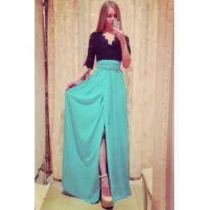 Sexy Women V Neck Lace Bodycon Long Maxi Party Evening Cocktail Bandge Dress ML